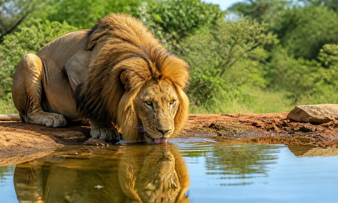 Lions at the waterhole viewed from Ukutula's bush deck